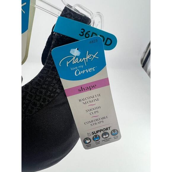 Playtex Love My Curves Bra Black Size 36 DDD Shape Comfort Support New - Picture 3 of 5